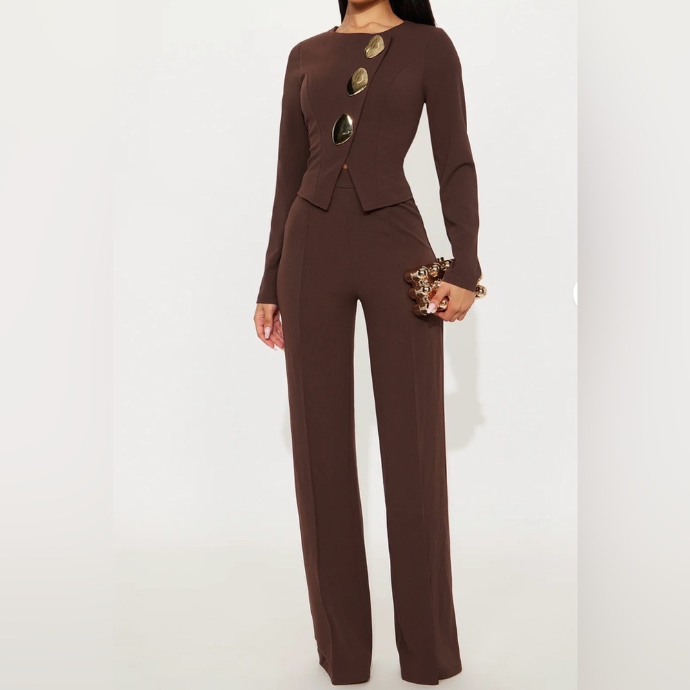 Chocolate Brown Wide-Leg Jumpsuit